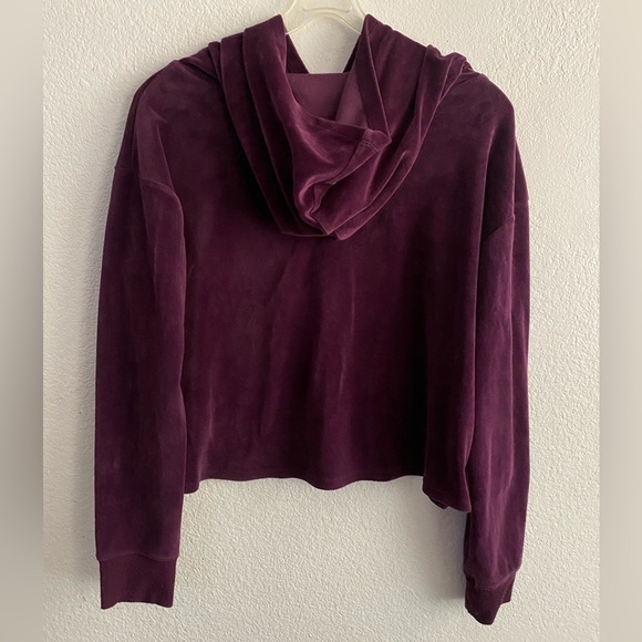 💥Justice Velvet Cropped Hoodie Purple 18/20 - Picture 2 of 7